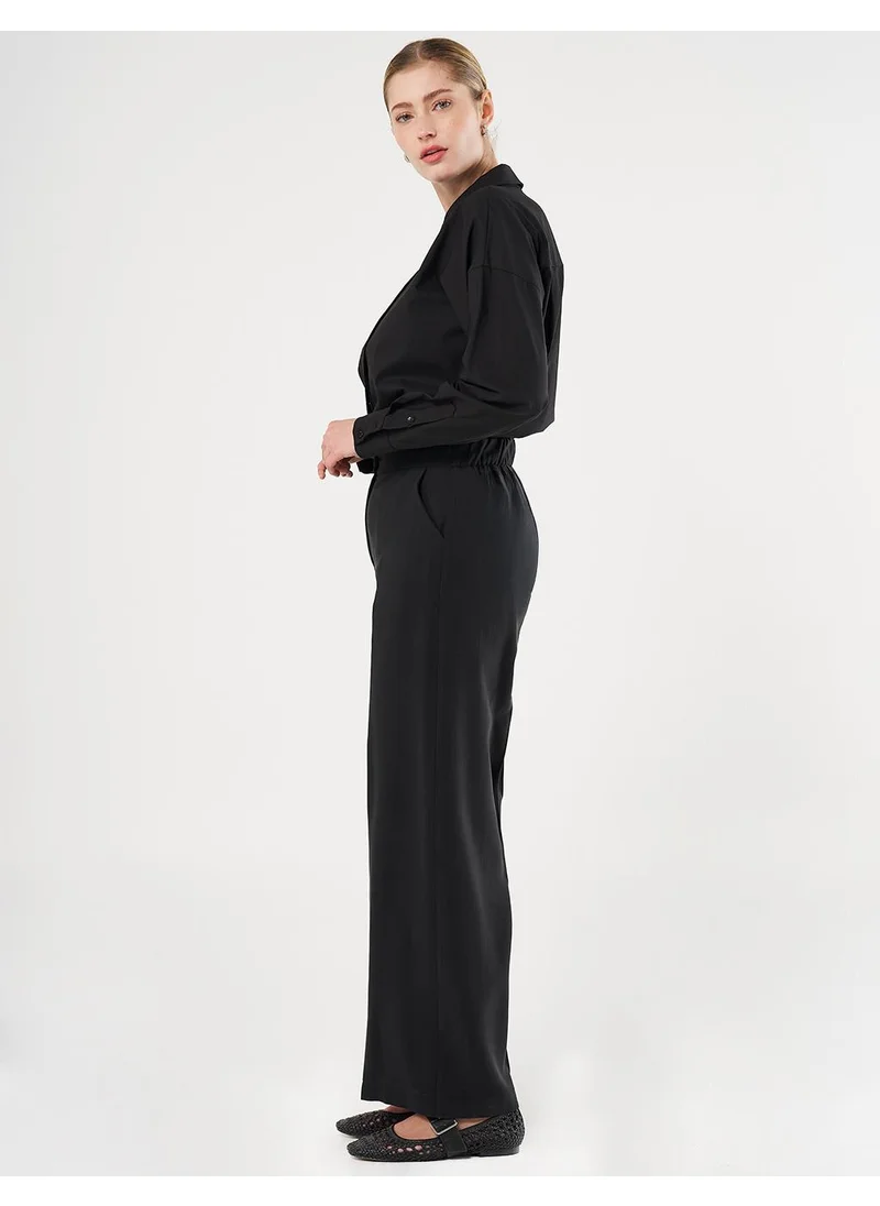 Kayra Saddle Stitch Rayon Pants Black