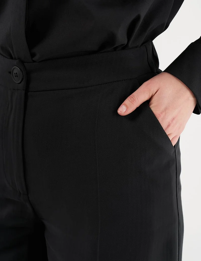 Kayra Saddle Stitch Rayon Pants Black
