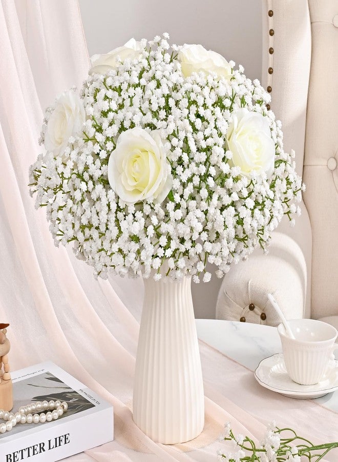 Dolicer 14 Branches Babys Breath Artificial Flowers, 2 Bundles Real Touch Baby Breath Flowers Artificial Bulk, White Fake Flowers, Faux Babies Breath for Wedding Floral Arrangements Home Decor - Image 2