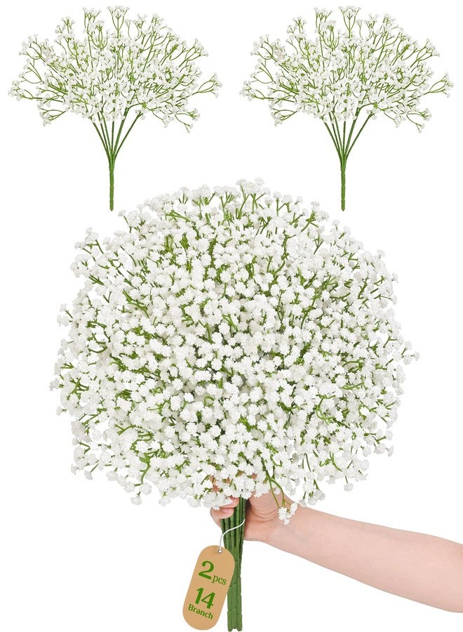 Dolicer 14 Branches Babys Breath Artificial Flowers, 2 Bundles Real Touch Baby Breath Flowers Artificial Bulk, White Fake Flowers, Faux Babies Breath for Wedding Floral Arrangements Home Decor - Image 1