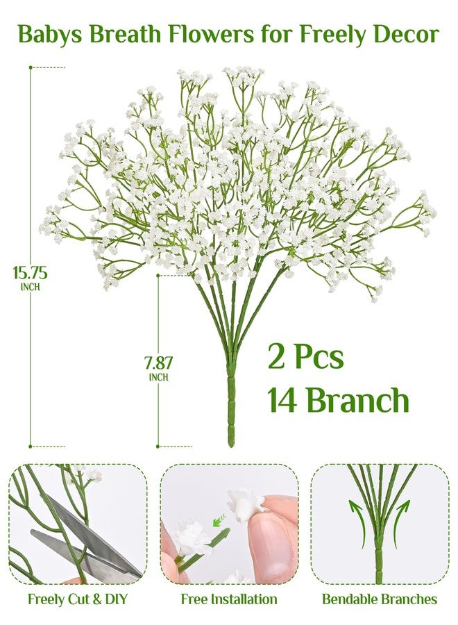 Dolicer 14 Branches Babys Breath Artificial Flowers, 2 Bundles Real Touch Baby Breath Flowers Artificial Bulk, White Fake Flowers, Faux Babies Breath for Wedding Floral Arrangements Home Decor - Image 3