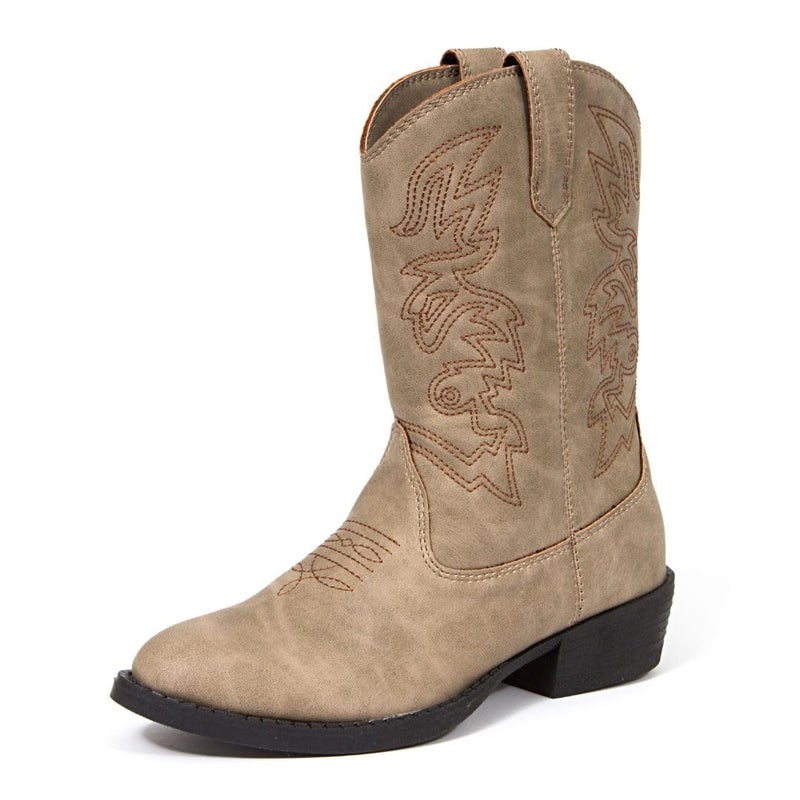 Deer Stags Boys Ranch Western Boot Light Taupe 1 Little Kid