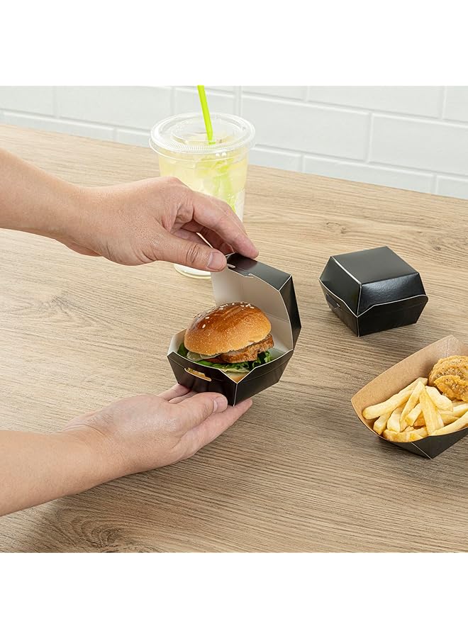 Restaurantware Mini Slider, Slider Burger, Mini Burger Box, Disposable Mini To Go Box   Black   2.5 Inch   100Ct Box - Image 5