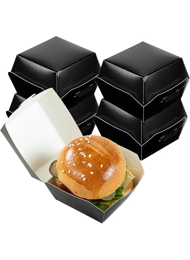 Restaurantware Mini Slider, Slider Burger, Mini Burger Box, Disposable Mini To Go Box   Black   2.5 Inch   100Ct Box - Image 2