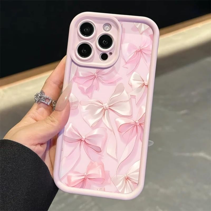 COVERLY White Ribbon Back Case Cover for iPhone 17 Pro Max | Hot 3D Pastel Pink Bow Knot Cute Design | Lens Protection | Soft TPU Silicone Fashion Aesthetic Cover for Girls & Women (Pink, Shockproof) - Image 2