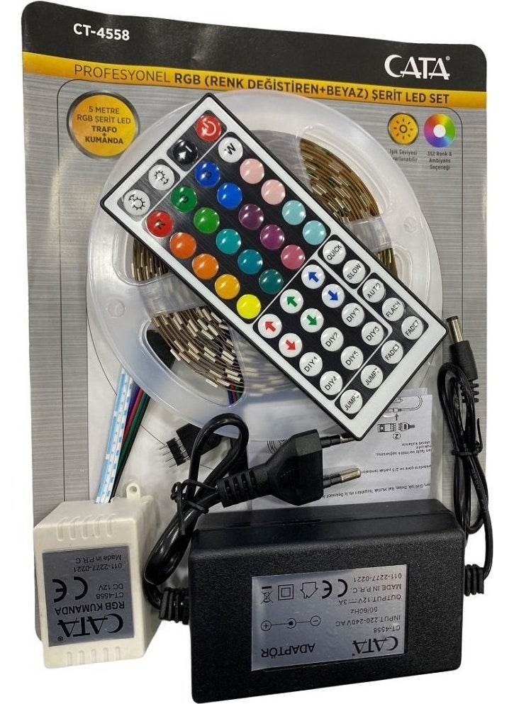 CATA - CT-4558 RGB LED Strip Set (5 mt RGB LED 352 Colors - Transformer - RGB Controller) - Image 1
