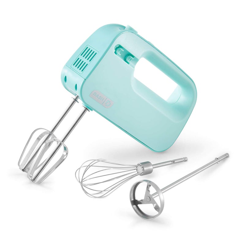 Dash Dash SmartStore Deluxe Compact Electric Hand Mixer  Whisk and Milkshake Attachment for Whipping Mixing Cookies Brownies Cakes Dough Batters Meringues  More 3 Speed 150Watt  Aqua 