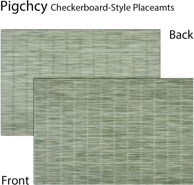 pigchcy Countryside Placemats Set of 6 Woven Heat Resistant Placemats Washable Easy to Clean Table Mats for Dining Room and Decor (Pear Green) - Image 4