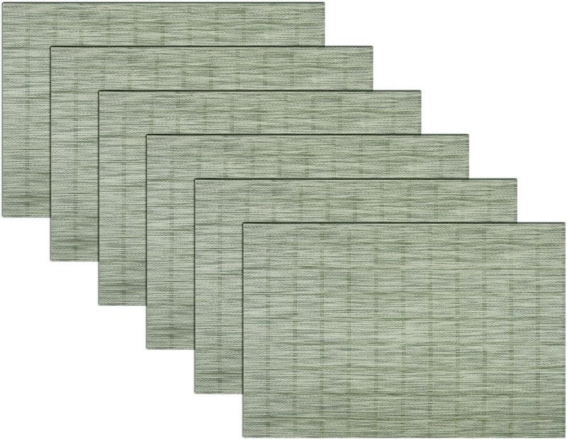 pigchcy Countryside Placemats Set of 6 Woven Heat Resistant Placemats Washable Easy to Clean Table Mats for Dining Room and Decor (Pear Green) - Image 1