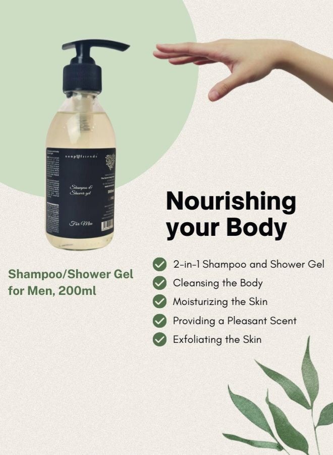 Soap&Friends Men's Personal Care Set - Shea Hand Cream 80ml, 2-in-1 Shower Gel/Shampoo 200ml, and Soap Bar 130g - Image 3