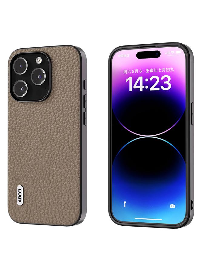 The Bros Case For iPhone 15 ABEEL Genuine Leather Litchi Texture Phone Case 