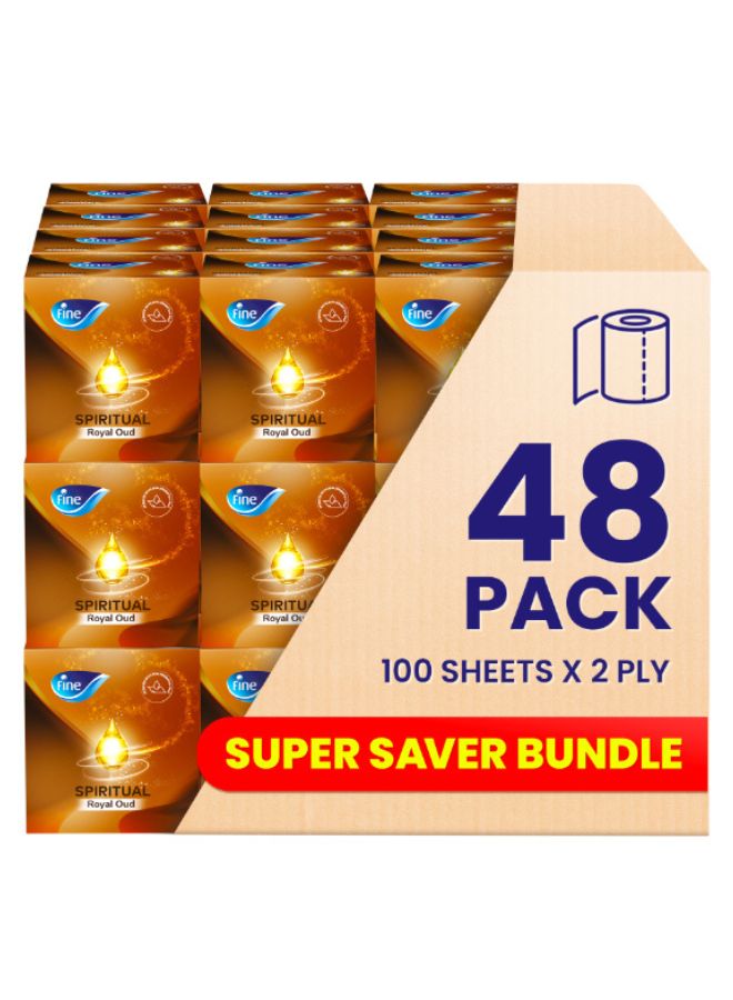Fine Facial Tissue 100 Sheets Oud 2 Ply Pack of 48 White - Image 1