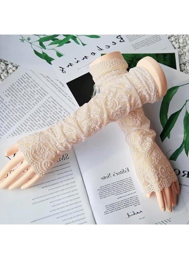 PALAY® Arm Sleeves for Women Floral Lace Cooling Hand Cover Arm Sleeves for UV Sun Protection for Daily Use, Biking, Cycling - Elastic & Breathable, 1 Pairs - Image 5
