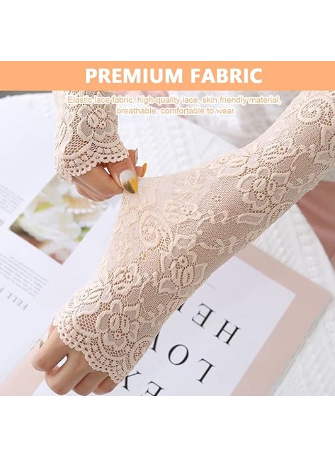 PALAY® Arm Sleeves for Women Floral Lace Cooling Hand Cover Arm Sleeves for UV Sun Protection for Daily Use, Biking, Cycling - Elastic & Breathable, 1 Pairs - Image 3