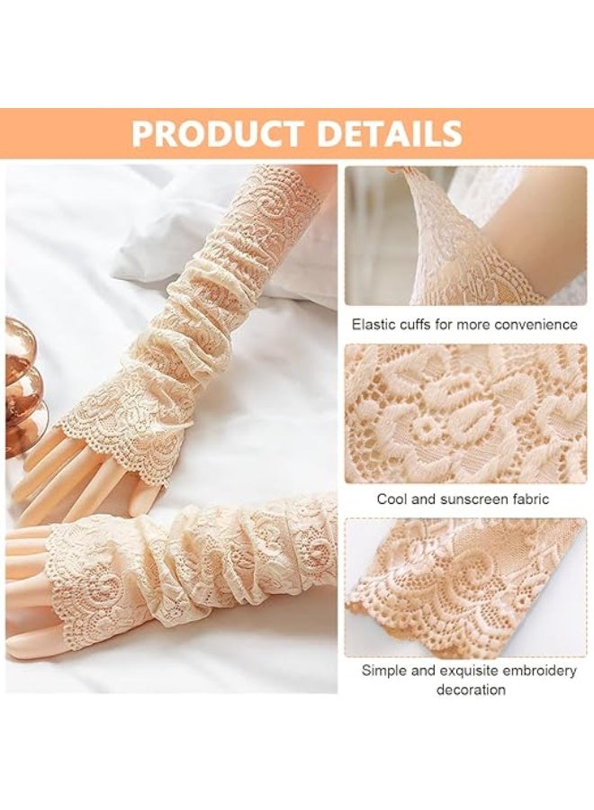 PALAY® Arm Sleeves for Women Floral Lace Cooling Hand Cover Arm Sleeves for UV Sun Protection for Daily Use, Biking, Cycling - Elastic & Breathable, 1 Pairs - Image 2