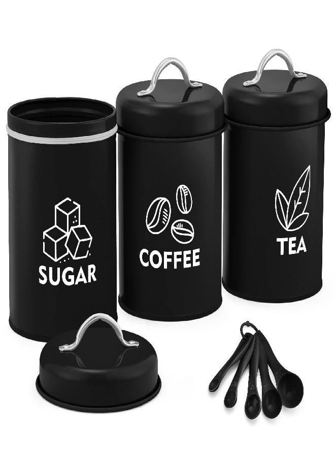 LIANYU 8 Piece Canister for Kitchen Counter, Lager Food Kitchen Canisters Set with Spoons, Coffee Tea Sugar Metal Canister Stoarege Set, Rustic Farmhouse Kitchen Canister, Black - pzsku/Z37E64D2B39840748DB20Z/45/_/1694417331/6eb21bea-0a9e-47ab-8d08-abb84d23dd76