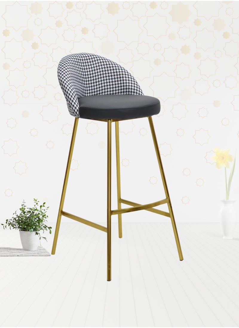 KARNAK 2-Pieces High Bar Stools with PU Leather Covered Backrest and Metal Footrest and Base for Breakfast Bar High Stool Kitchen and Home Color Black  - Image 1