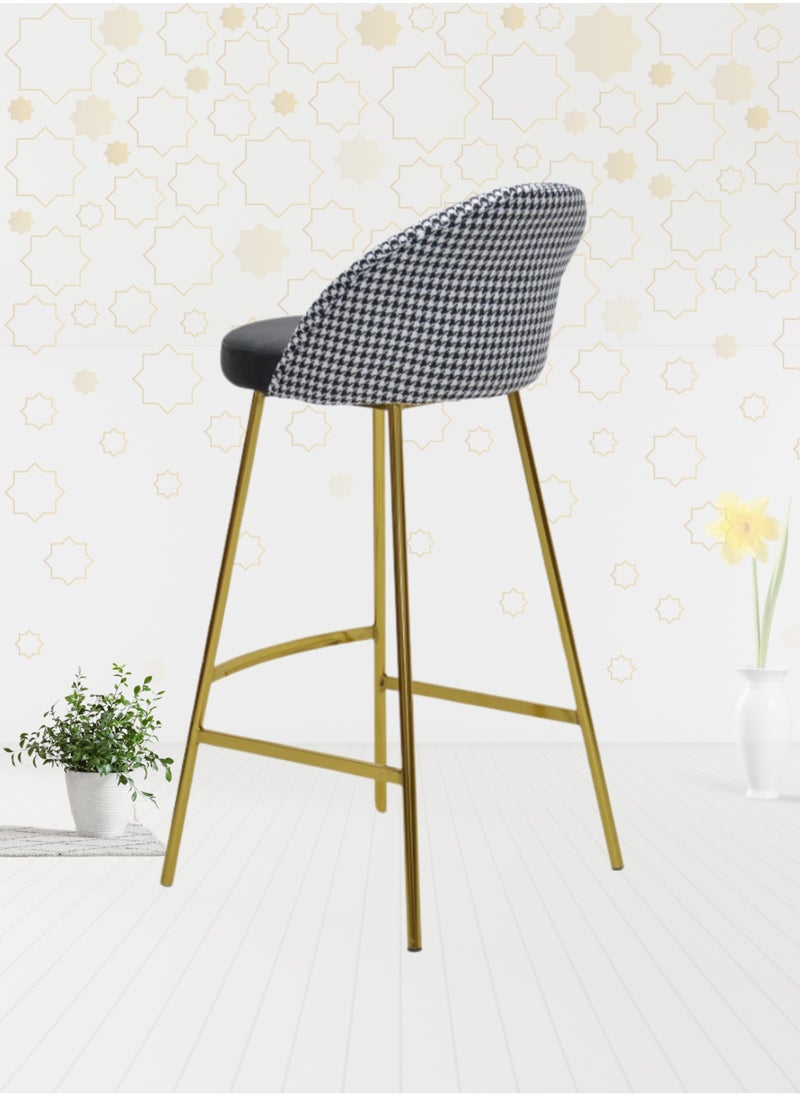KARNAK 2-Pieces High Bar Stools with PU Leather Covered Backrest and Metal Footrest and Base for Breakfast Bar High Stool Kitchen and Home Color Black  - Image 2