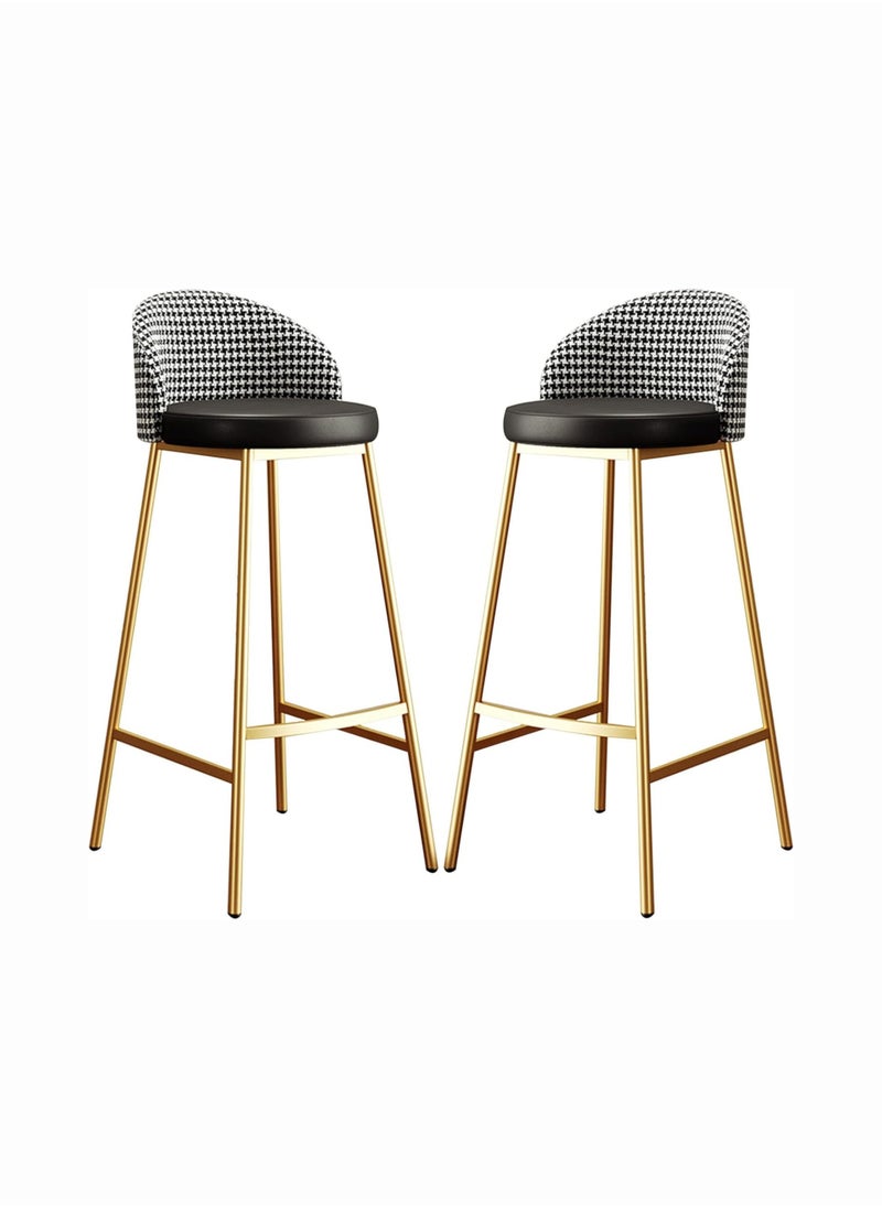 KARNAK 2-Pieces High Bar Stools with PU Leather Covered Backrest and Metal Footrest and Base for Breakfast Bar High Stool Kitchen and Home Color Black  - Image 3