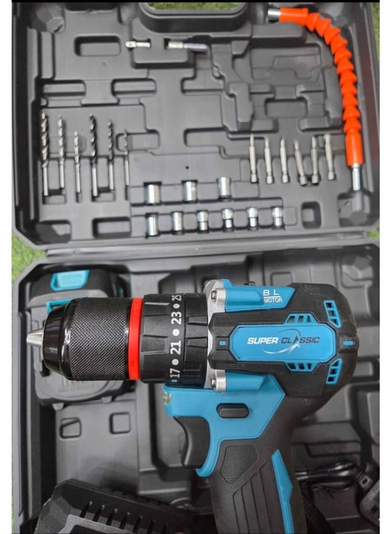 SUPER CLASSIC Cordless Power Drill Set 13mm Chuck with 2 Rechargeable Batteries (10x1500mAh) – Dual Speed 0-450/2000 RPM, Charger & Carry Case Tool Kit - Image 3