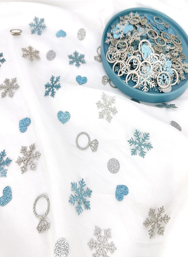 Blopee 200PC Blue Snowflake Engagement Confetti for Tables Snow in Love Bridal Shower Decorations Glitter Snowflakes Heart Ring Confetti for Winter Bechelorette Wedding Shower Party Decorations - Image 4