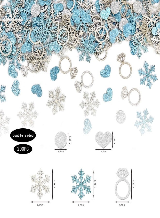 Blopee 200PC Blue Snowflake Engagement Confetti for Tables Snow in Love Bridal Shower Decorations Glitter Snowflakes Heart Ring Confetti for Winter Bechelorette Wedding Shower Party Decorations - Image 3