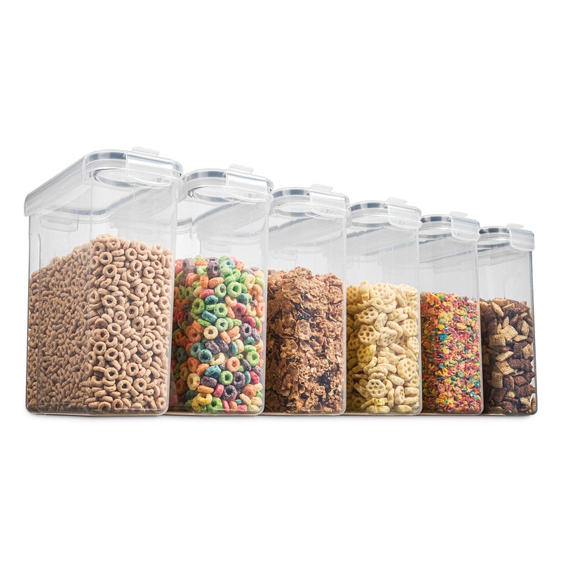 Seseno 6 Pack Airtight Cereal Food Storage Container - BPA Free Plastic Kitchen and Pantry Organization Canisters for, Dry Pet Food, Flour, Sugar, Rice, Nuts, Snacks & More (135.5 Oz) Labels & Chalk Marker - Image 5