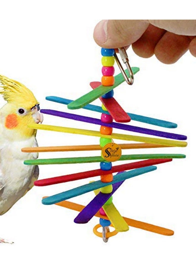 Sage Square Playful Natural Wood Sticks Hanging Toy Cage Accessory for Cockatiel, Lovebird, Budgerigar, Canary, Budgeri Birds - Image 1