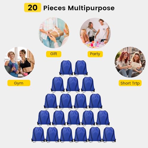 Vorspack Drawstring Backpacks Bulk 20 Pieces String Bags Customized Bags for Party Gym Sport Trip - Blue - Image 5