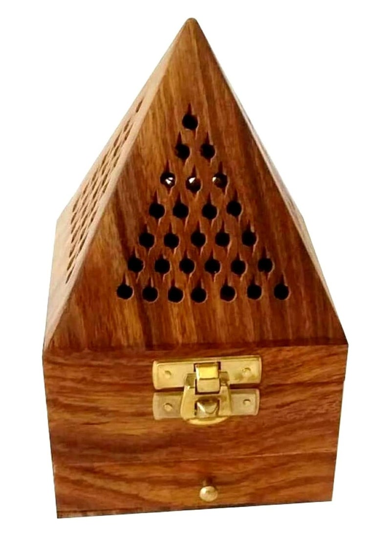SAQOWARE Saqoware Wooden Incense Burner – Pyramid-Shaped Medium Bakhoor Burner for Home and Office Use  - Image 1