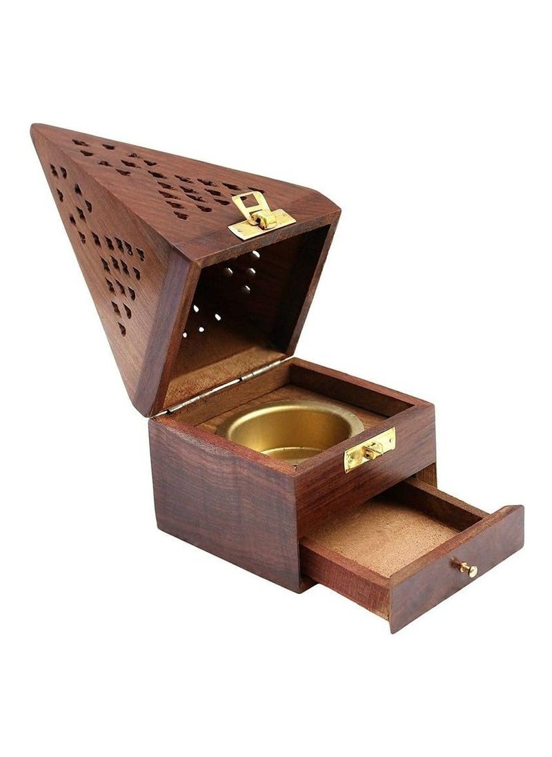 SAQOWARE Saqoware Wooden Incense Burner – Pyramid-Shaped Medium Bakhoor Burner for Home and Office Use  - Image 4