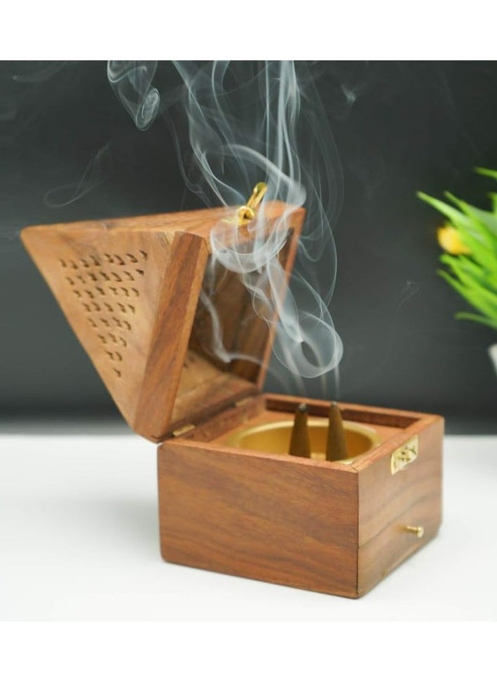 SAQOWARE Saqoware Wooden Incense Burner – Pyramid-Shaped Medium Bakhoor Burner for Home and Office Use  - Image 5