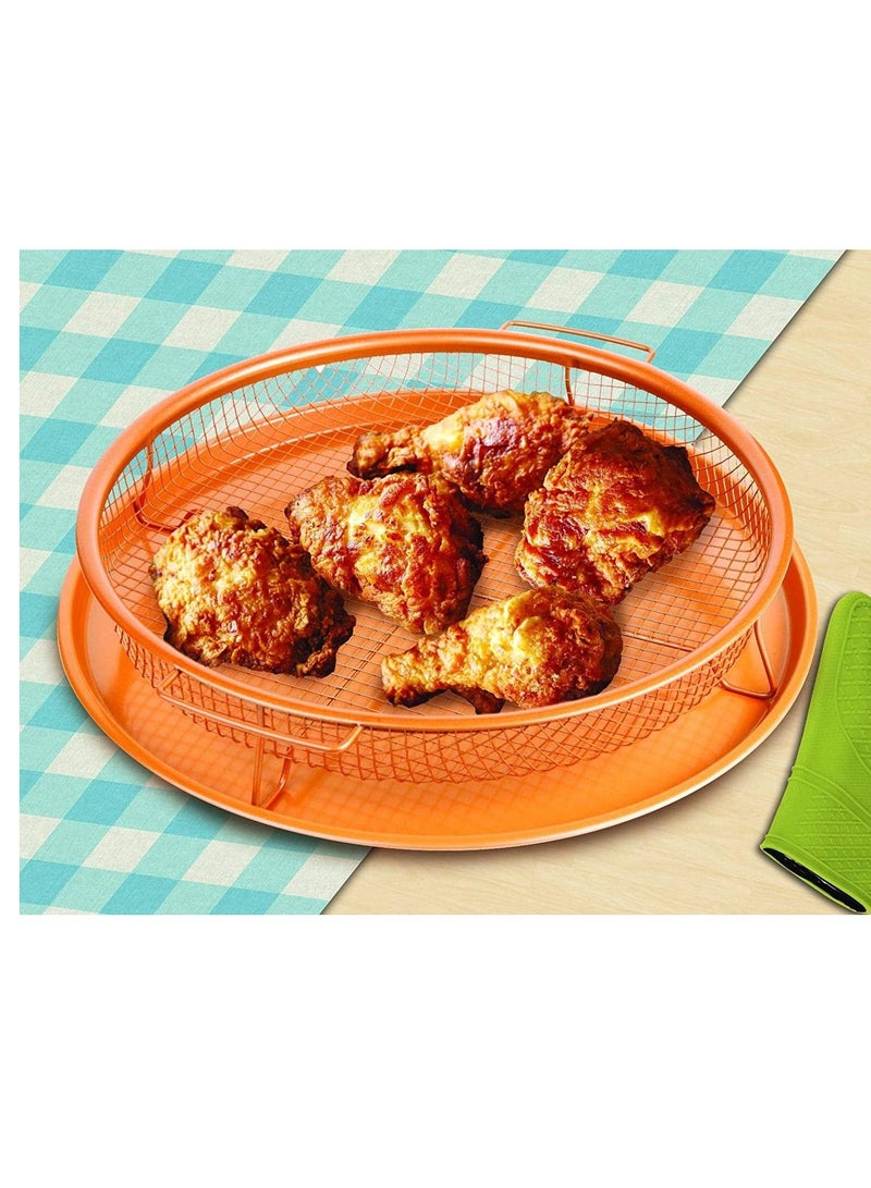 Non Stick Oven Copper Crisper Baking Sheet Air Fryer Deluxe Chef Pan Sheet For Chips French Fries 360° - Image 1