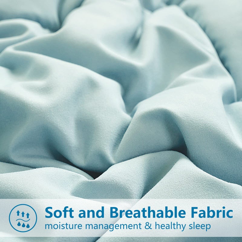 EASELAND Queen Size Down Alternative Comforter - Quilted Duvet Insert for All Seasons, Soft Lightweight with Corner Tabs, Summer Winter Warm Bedding, Aqua 88Ã—88 Inches - Image 4