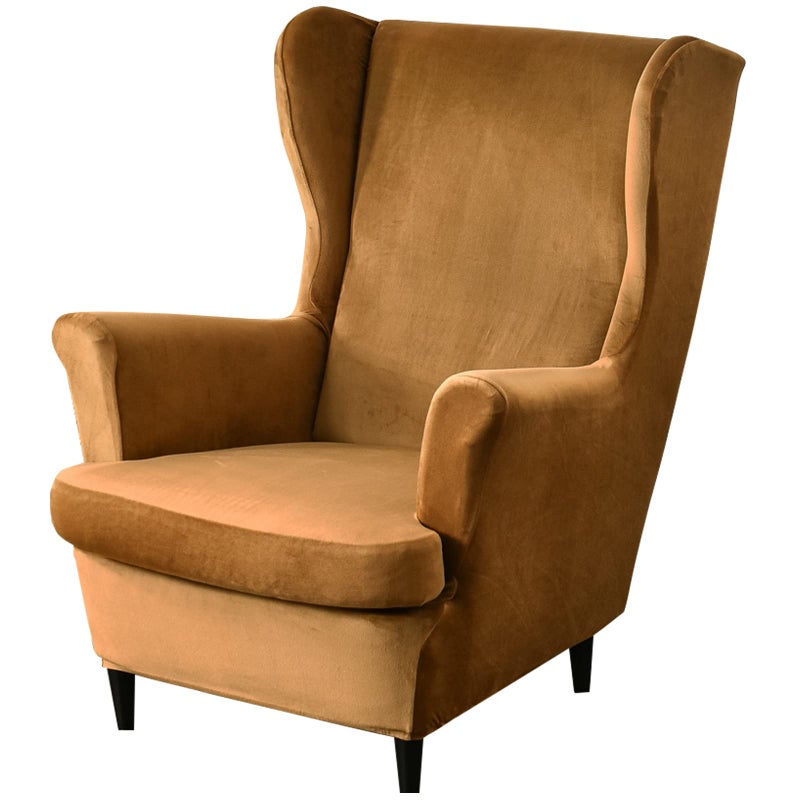GULI Wingback Chair Cover 2Piece Wing Chair Covers Armchair Chair Slipcovers Spandex Sofa Cover Furniture Protector Machine Washable Removable for Living Room Bedroom HotelVelvetCamel
