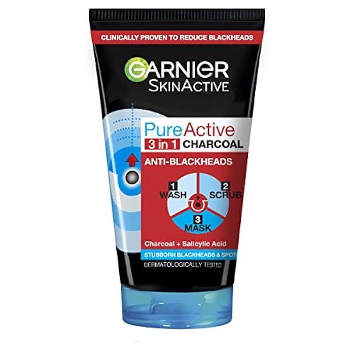 Garnier Skin Active Pure Active Intensive 3in1 Charcoal Anti-Blackhead, 150ml - Image 1