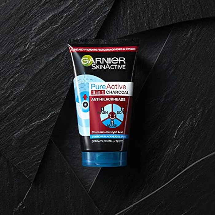 Garnier Skin Active Pure Active Intensive 3in1 Charcoal Anti-Blackhead, 150ml - Image 2