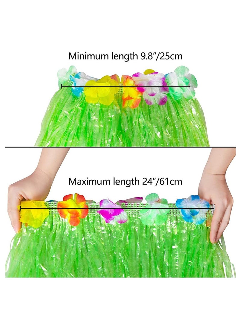 SYOSI 9PCS Hawaiian Luau Hula Skirts + 9PCS Wristbands, Multicolor Grass Skirts for Adult Elastic Hibiscus Flowers Tropical Hula Skirt for Party, Birthdays, Tropical Party Decorations Favors Supplies (40CM)  - Image 3