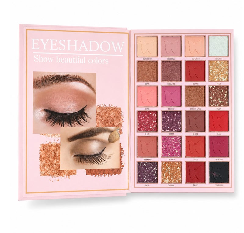 Me Now Eyeshadow Palette 5 Layer Book Style All in One  Eyeshadow Blush Highlighter Concealer Eyebrow Powder and Lip Shades Pink Multi Use - Image 2