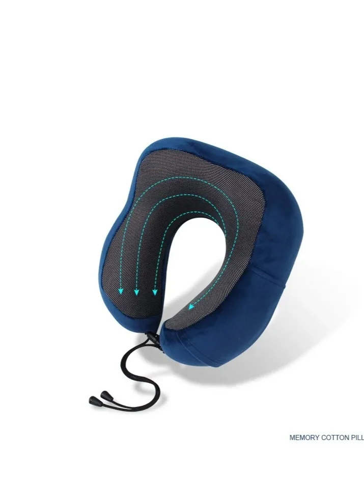 MNUK MNP-3 Neck Pillow for Travel, Blue| Memory Cotton U-Shaped Pillow with Magnetic Cloth | Machine Washable Ultimate Travel Pillow for Car, Flight & Nap