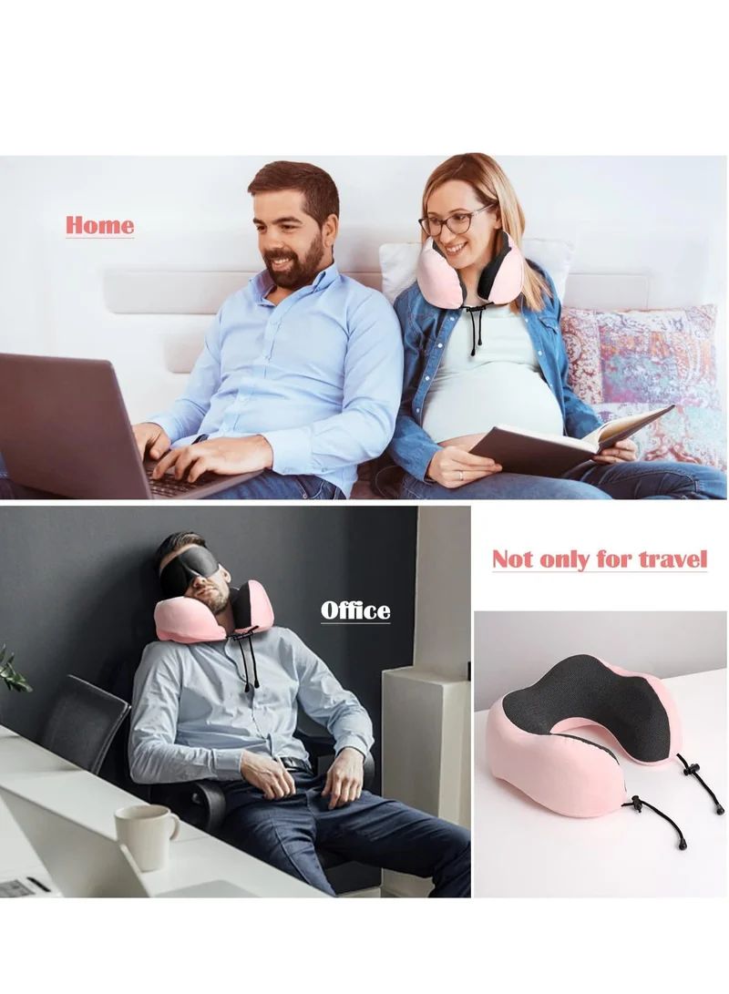 MNUK MNP-3 Neck Pillow for Travel, Blue| Memory Cotton U-Shaped Pillow with Magnetic Cloth | Machine Washable Ultimate Travel Pillow for Car, Flight & Nap