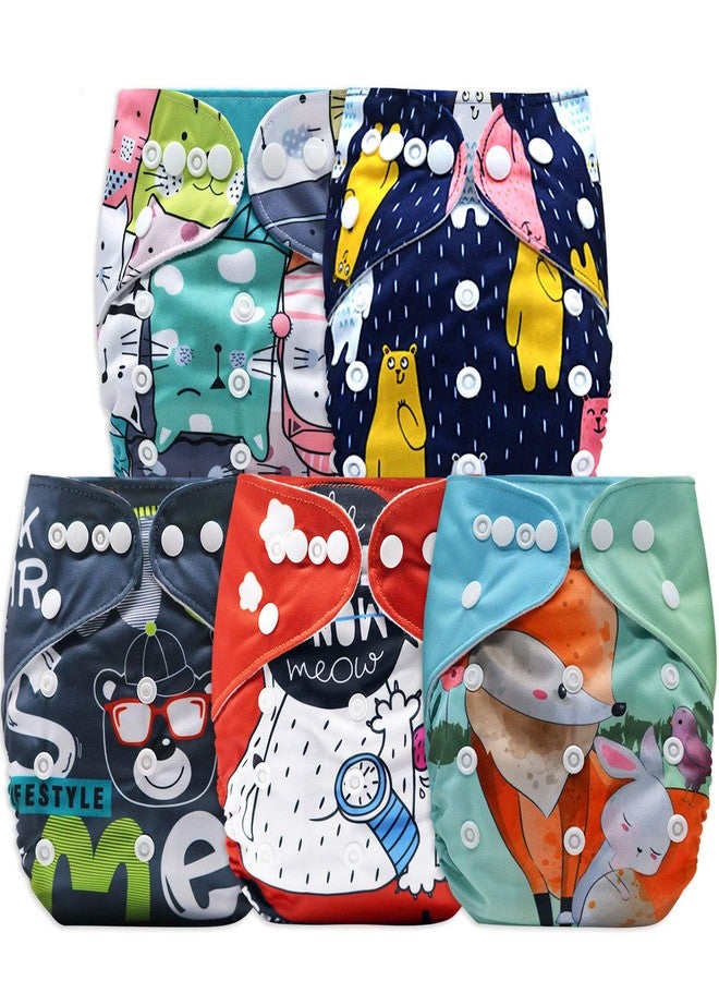 Bembika Cloth Diapers for Babies, Washable Reusable, Adjustable Sizes (Pack of 5 Combo) (No Inserts Included) 5C - Image 1