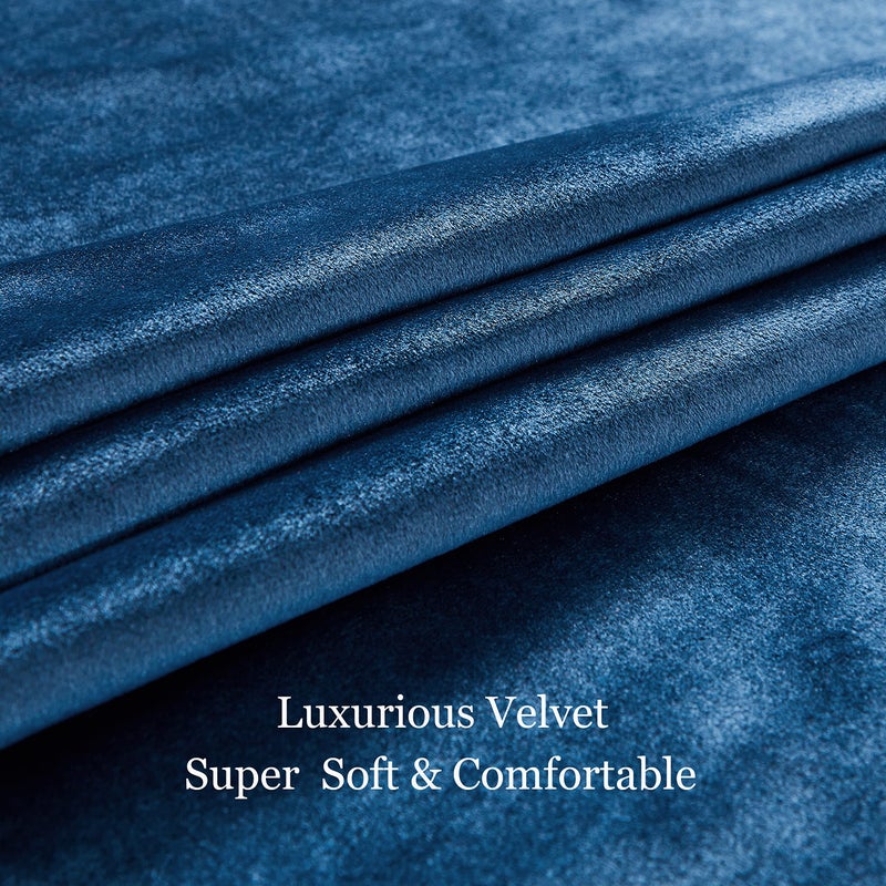BULBUL Navy Blue 2 Panels Velvet Curtains 120 inch Length- Living Room Blackout Window Drapes Curtains Thermal Insulated Room Darkening Decor Grommet Curtains for Bedroom - Image 5