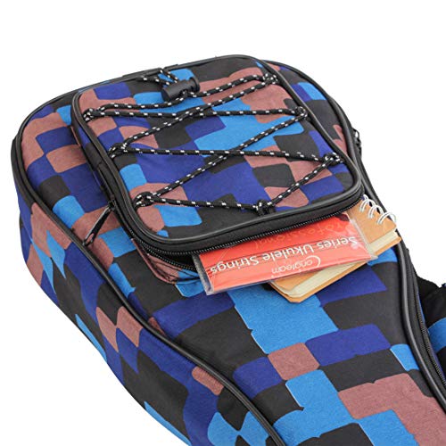 Longteam Print Ukulele Case 10mm Sponge Portable Waterproof Ukuleles bag Cover Uke gig bag with Accessory Storage Pocket (21 In Soprano, Red Plaid) - Image 5