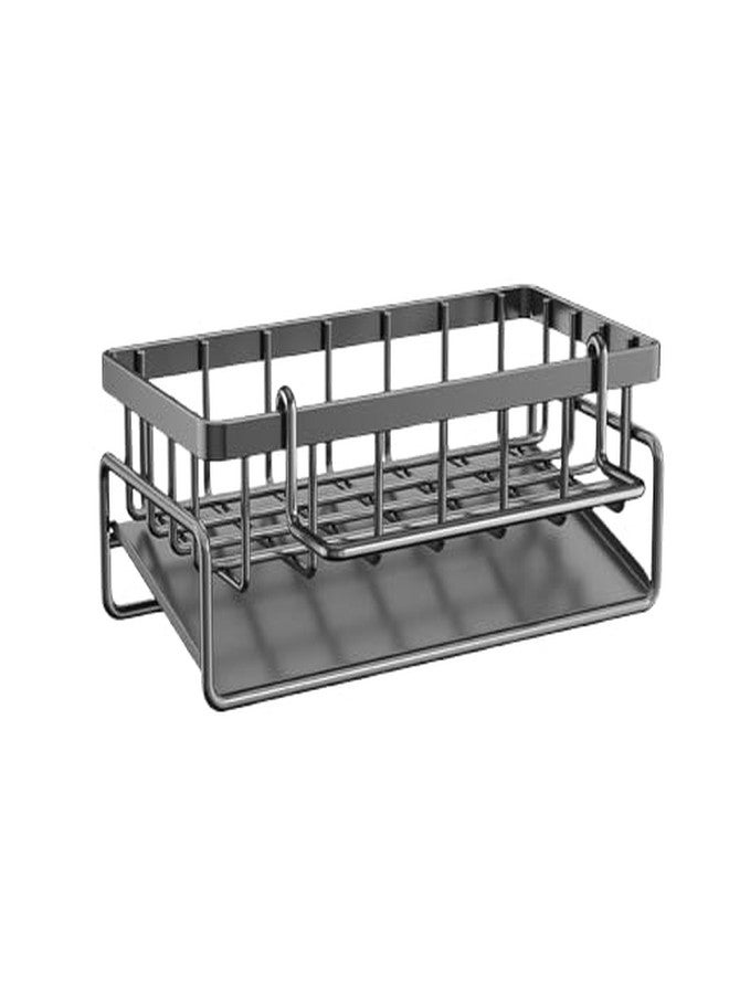 Madiyo Sink Organizer, Metal Sponge Holder Kitchen Sink | Auto-Draining Storage | Organizer soap Tray, Shelf with Towel bar, dishwashing Brush Holder, Kitchen Storage Rack (Black) - Image 1