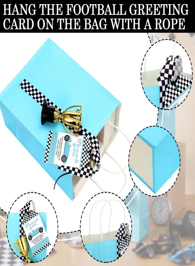 Dansydaisy 12 Set Race Car Checkered Gift Bags with Handlesrace Card Golden Trophy Award Car Party Favors Bags Paper Treat Goodie Candy Snack Handbag Race Birthday Party Decorations for Celebration - Image 3