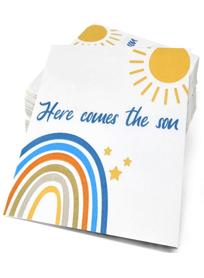 Gift Boutique 100 Here Comes The Son Baby Shower Napkins Rainbow Boho Disposable Paper Beverage Dessert Napkins for Boys Birthday Party Decorations - Image 2