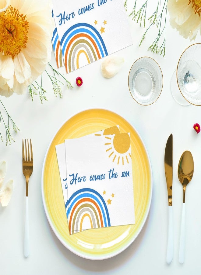 Gift Boutique 100 Here Comes The Son Baby Shower Napkins Rainbow Boho Disposable Paper Beverage Dessert Napkins for Boys Birthday Party Decorations - Image 4