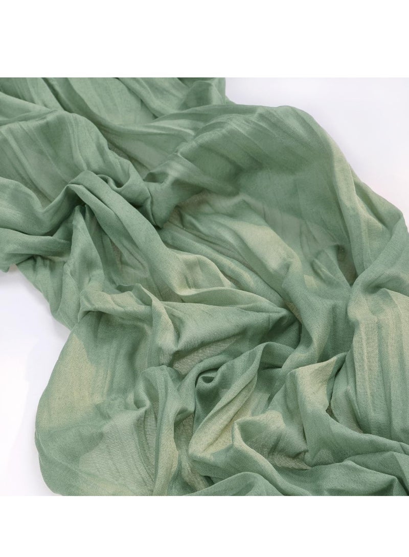 FLYROAD Green Cheesecloth Table Runner, Spring Bohemian Style, Tulle Cheesecloth Table Runner, 90*300cm Summer Table Decoration, Suitable for Wedding, Bridal, Baby Shower, Tea Party and Other Tulle Table Decoration - Image 3