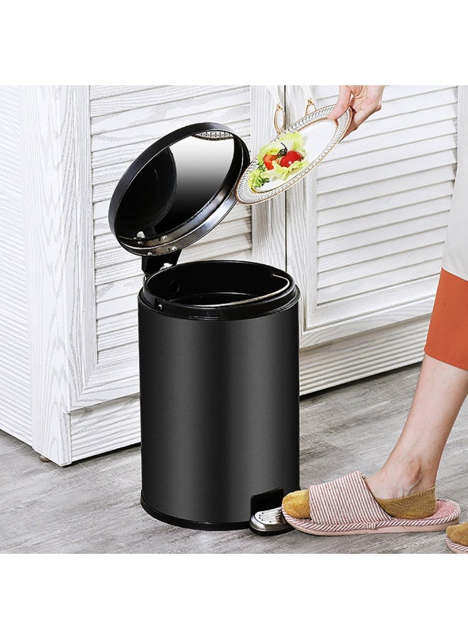 Stainless Steel Trash Can, Round Hands Free Garbage Can with Foot Pedal and Soft-Close Lid, Smudge Resistant Pedal Bin for Kitchen Living Room Bathroom Office and Hotel, L1101 (C, 8L)  - Image 1